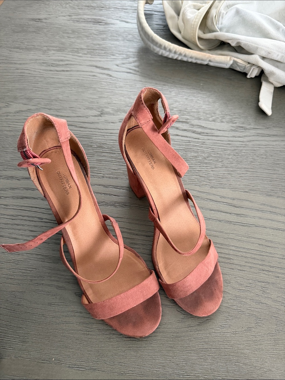 Urban Outfitters Rose Pink Block Heel Sandals